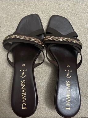 Damiani’s Italian Brown Braided Slide Sandals
